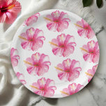 Pink Hibiscus Flowers Pattern Paper Plates<br><div class="desc">Add a burst of tropical flair to your celebration with these Hawaiian theme party accessories—watercolor paper plates featuring a bold pink hibiscus floral pattern. Perfect for summer gatherings, garden parties, tropical weddings, and festive celebrations, these plates elevate your decor and party supplies with vibrant island-inspired charm. Whether you're planning a...</div>