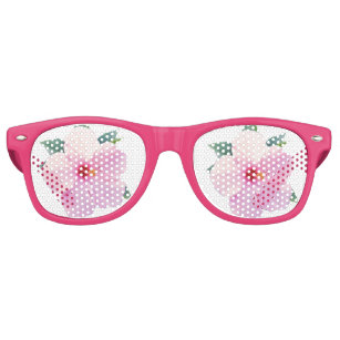 Pink Hibiscus Flowers Retro Sunglasses