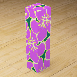 Pink Hibiscus Flowers Tropical Hawaiian Luau Wine Gift Box