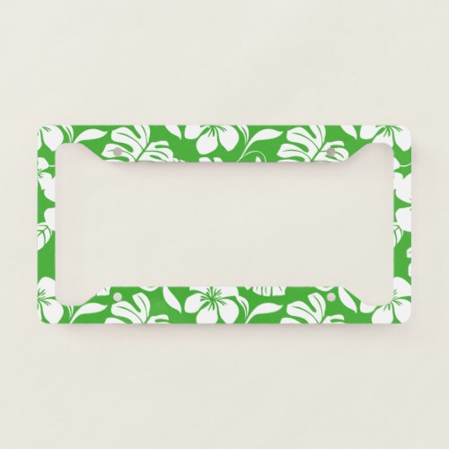 PINK HIBISCUS GRASS GREEN LICENSE PLATE FRAME