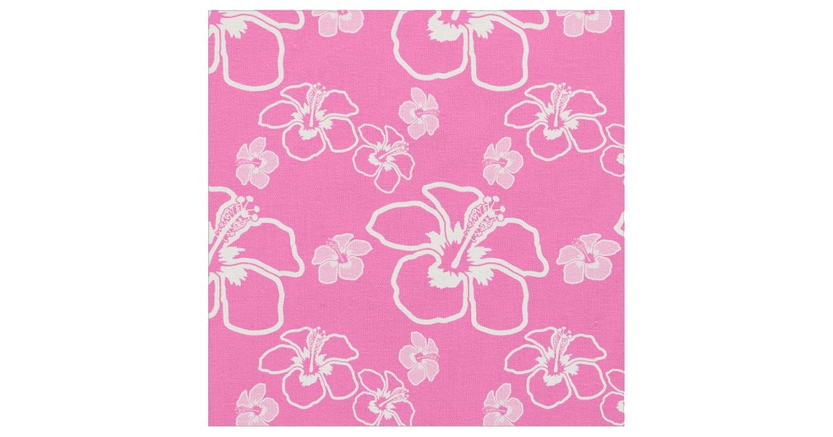 Pink Hibiscus Hawaiian Fabric | Zazzle