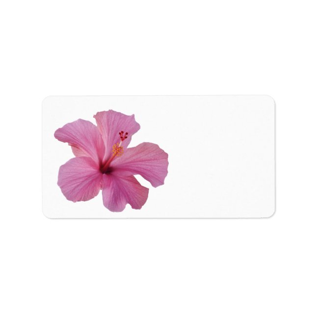 Pink Hibiscus Hawaiian Flower Customized Template Label (Front)