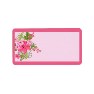 Pink Hibiscus Hawaiian Mailing Address Label