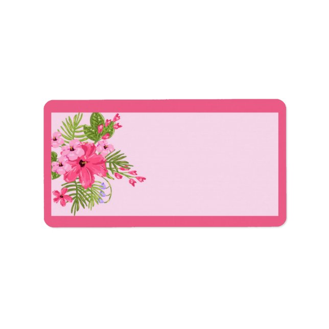 Pink Hibiscus Hawaiian Mailing Address Label (Front)