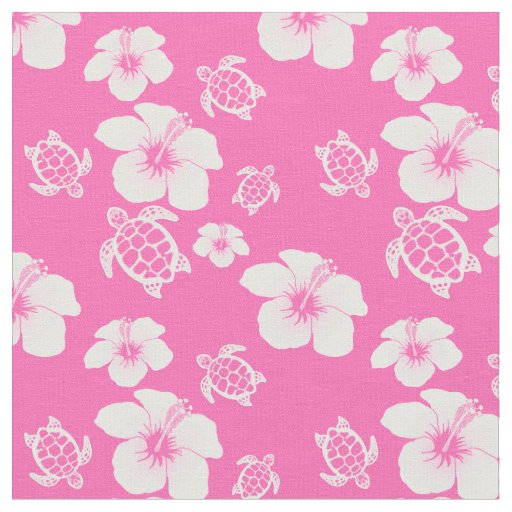 Pink Hibiscus Honu Hawaiian Fabric | Zazzle