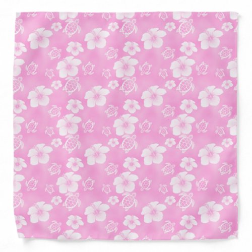 Pink Hibiscus Honu Hawaiian Pattern Bandana