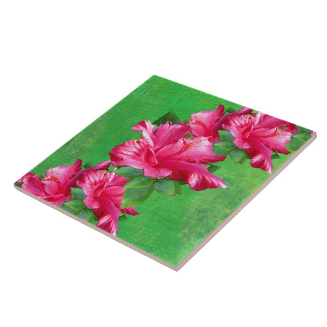 Pink Hibiscus Lei Tile (Side)
