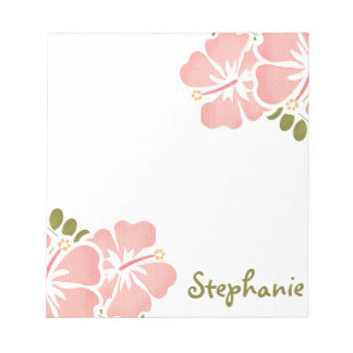 Pink Hibiscus Notepad Personalized