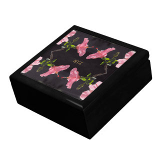 Pink Hibiscus on Black Gift Box