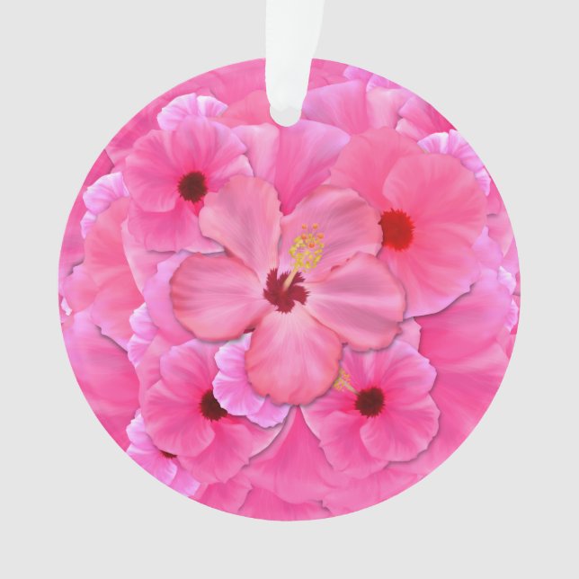 Pink Hibiscus Ornament (Front)