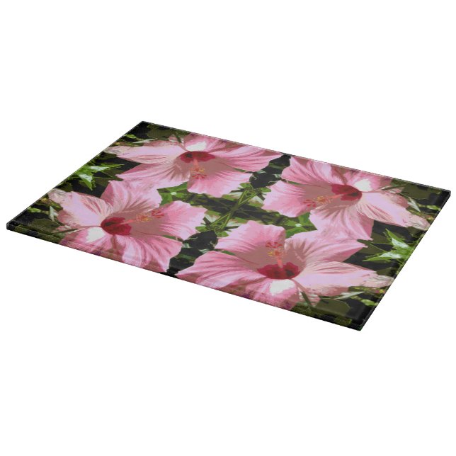 Pink Hibiscus Pattern Cutting Board (Corner)