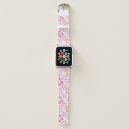 Pink Hibiscus Pink Flowers Pattern Of Flowers Apple Watch Band