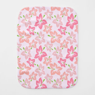 Pink Hibiscus, Pink Flowers, Pattern Of Flowers Baby Burp Cloth