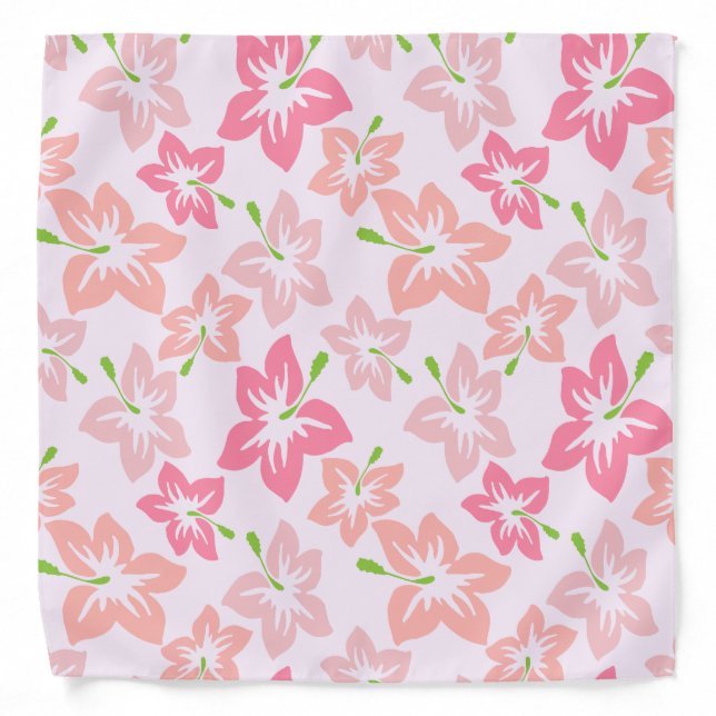 Pink Hibiscus, Pink Flowers, Pattern Of Flowers Bandana (Front)