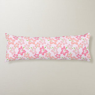 Pink Hibiscus, Pink Flowers, Pattern Of Flowers Body Pillow