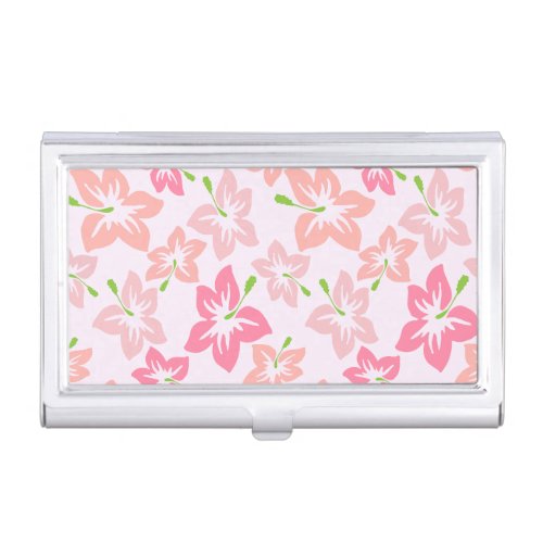 Pink Hibiscus Pink Flowers Pattern Of Flowers Business Card Case