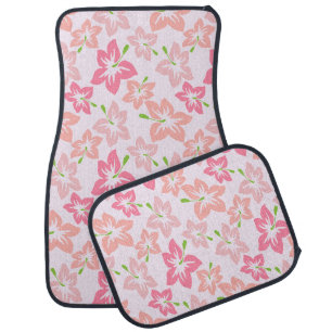 Pink Hibiscus, Pink Flowers, Pattern Of Flowers Car Floor Mat