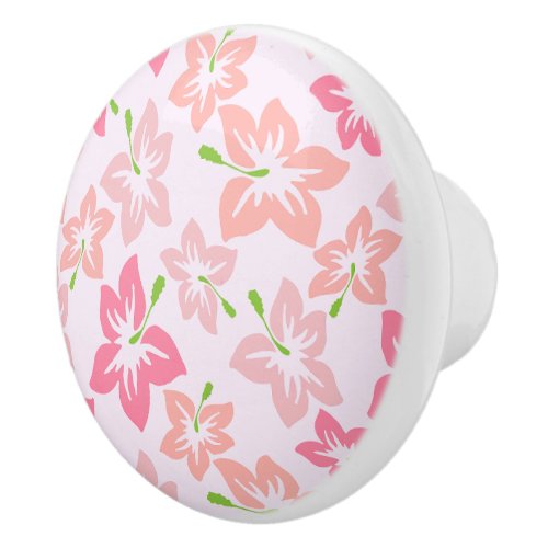 Pink Hibiscus Pink Flowers Pattern Of Flowers Ceramic Knob