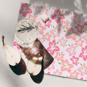 Pink Hibiscus, Pink Flowers, Pattern Of Flowers Cloth Placemat