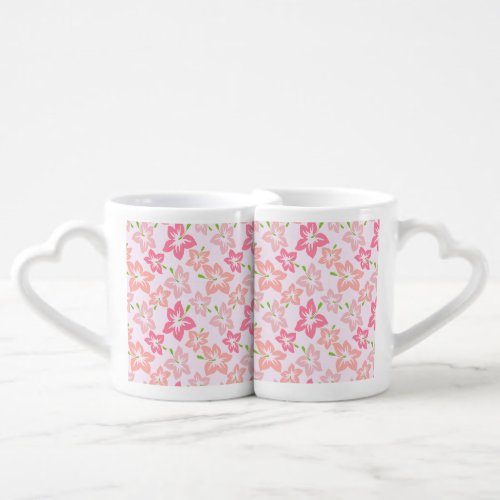 Pink Hibiscus Pink Flowers Pattern Of Flowers Coffee Mug Set