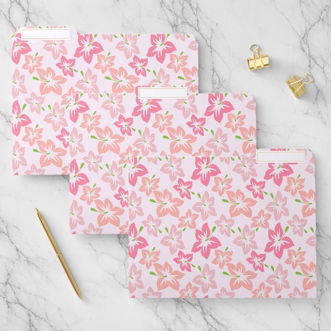 Pink Hibiscus, Pink Flowers, Pattern Of Flowers File Folder (Set)