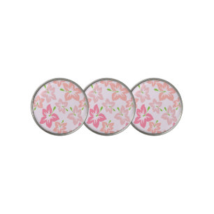 Pink Hibiscus, Pink Flowers, Pattern Of Flowers Golf Ball Marker