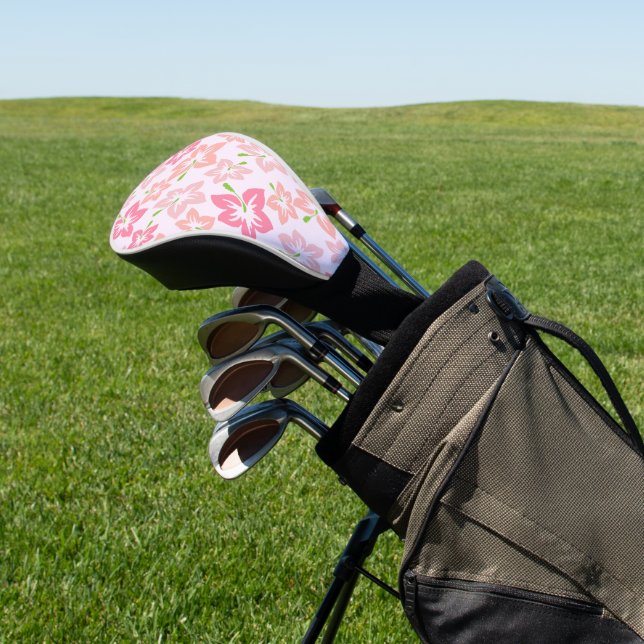 Pink Hibiscus, Pink Flowers, Pattern Of Flowers Golf Head Cover (In Situ)