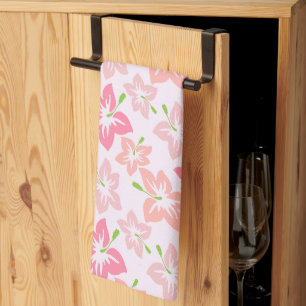 Pink Hibiscus, Pink Flowers, Pattern Of Flowers Kitchen Towel