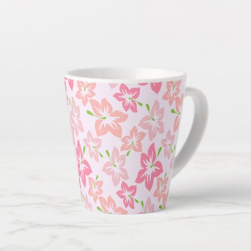 Pink Hibiscus Pink Flowers Pattern Of Flowers Latte Mug