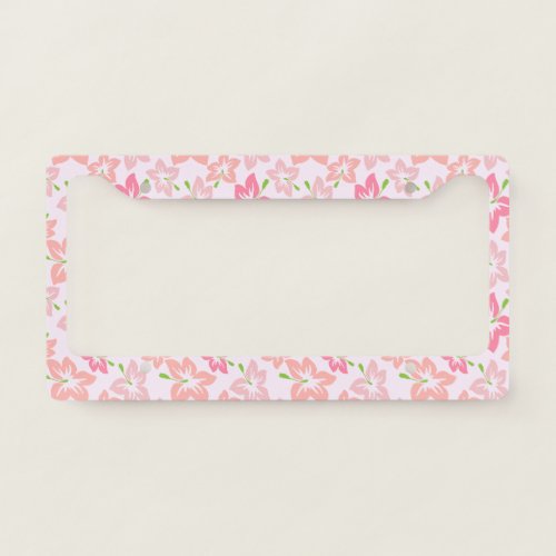 Pink Hibiscus Pink Flowers Pattern Of Flowers License Plate Frame