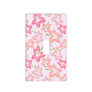 Pink Hibiscus, Pink Flowers, Pattern Of Flowers Light Switch Cover