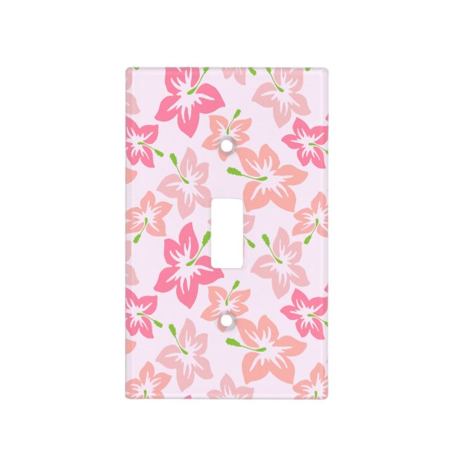 Pink Hibiscus, Pink Flowers, Pattern Of Flowers Light Switch Cover (Front)