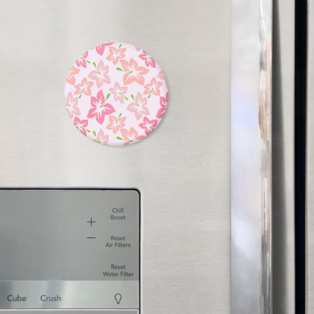 Pink Hibiscus, Pink Flowers, Pattern Of Flowers Magnet (In Situ (Fridge))