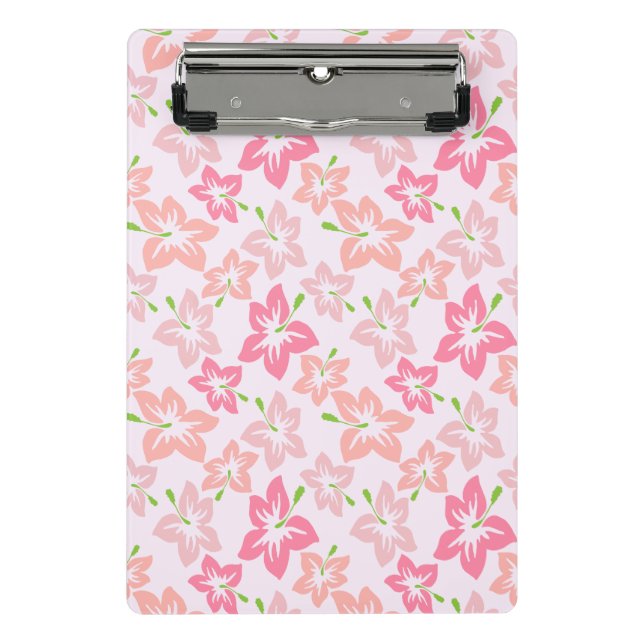 Pink Hibiscus, Pink Flowers, Pattern Of Flowers Mini Clipboard (Front)