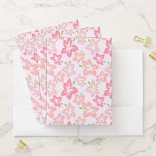 Pink Hibiscus, Pink Flowers, Pattern Of Flowers Pocket Folder
