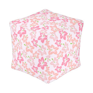 Pink Hibiscus, Pink Flowers, Pattern Of Flowers Pouf