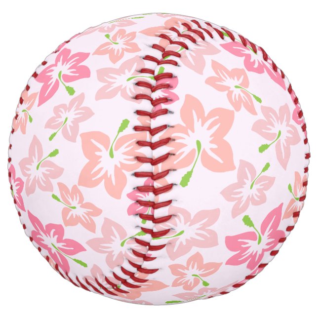 Pink Hibiscus, Pink Flowers, Pattern Of Flowers Softball (Angled)
