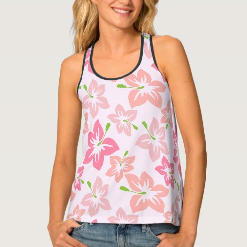 Pink Hibiscus Pink Flowers Pattern Of Flowers Tank Top