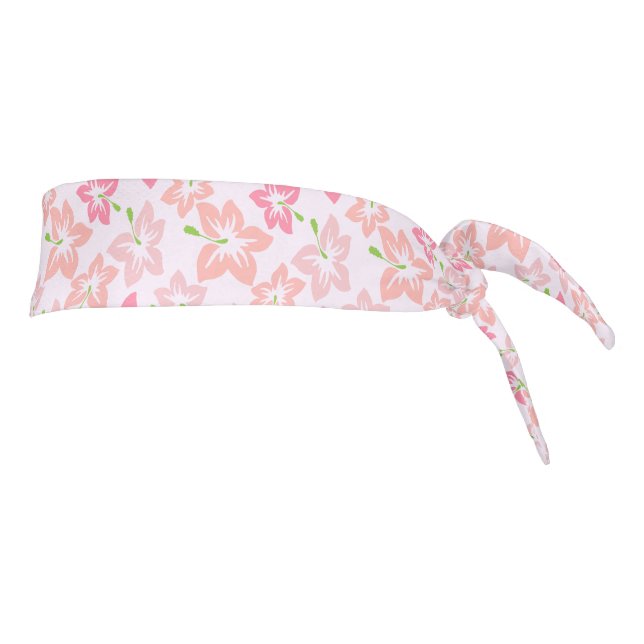 Pink Hibiscus, Pink Flowers, Pattern Of Flowers Tie Headband (Rotate 90)