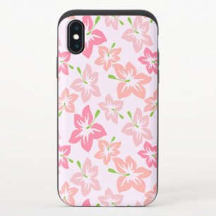 Pink Hibiscus, Pink Flowers, Pattern Of Flowers iPhone XS Slider Case
