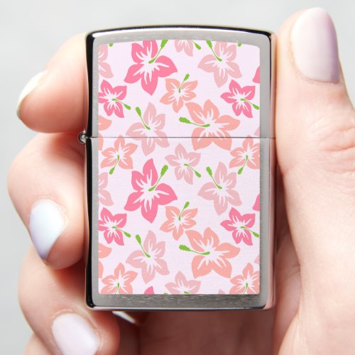 Pink Hibiscus Pink Flowers Pattern Of Flowers Zippo Lighter