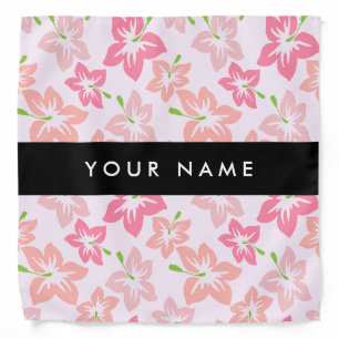 Pink Hibiscus, Pink Flowers, Your Name Bandana
