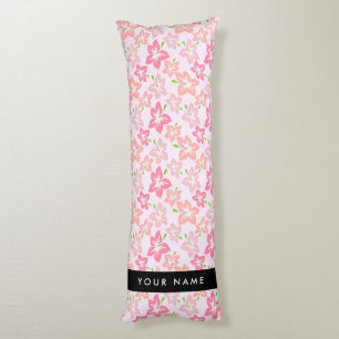 Pink Hibiscus, Pink Flowers, Your Name Body Pillow