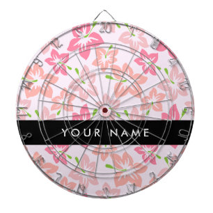 Pink Hibiscus, Pink Flowers, Your Name Dart Board