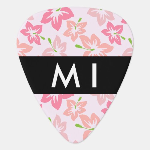 Pink Hibiscus Pink Flowers Your Name Guitar Pick