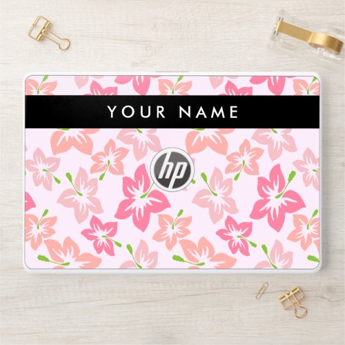 Pink Hibiscus Pink Flowers Your Name HP Laptop Skin