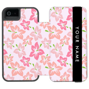 Pink Hibiscus, Pink Flowers, Your Name iPhone SE/5/5s Wallet Case