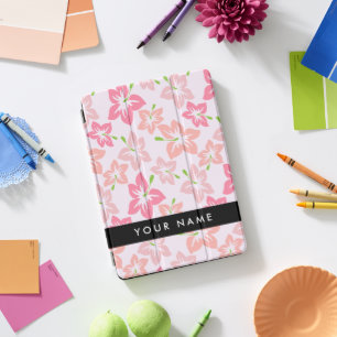 Pink Hibiscus, Pink Flowers, Your Name iPad Pro Cover