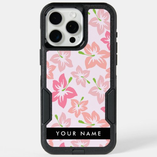 Pink Hibiscus Pink Flowers Your Name iPhone 15 Pro Max Case