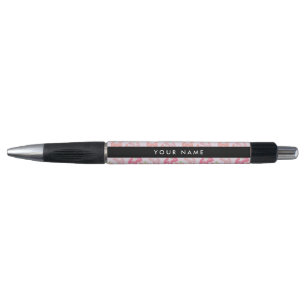 Pink Hibiscus, Pink Flowers, Your Name Pen